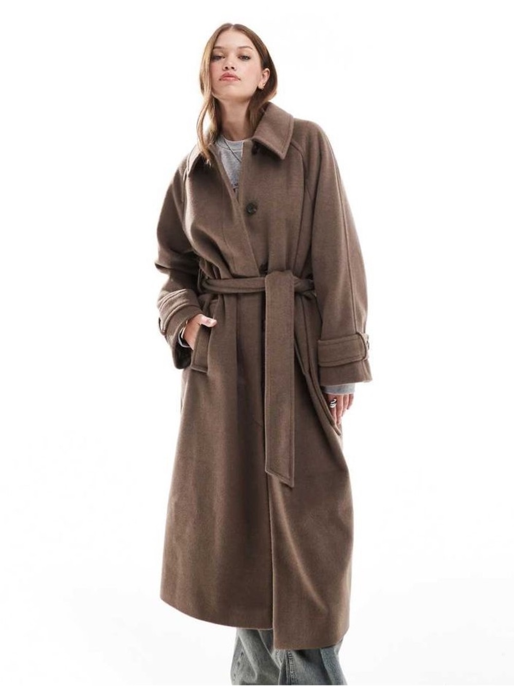 ASOS Brown Long Belted Coat